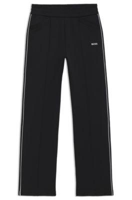 boss straight-fit tracksuit bottoms with contrast piping and logo - black women's pants size m