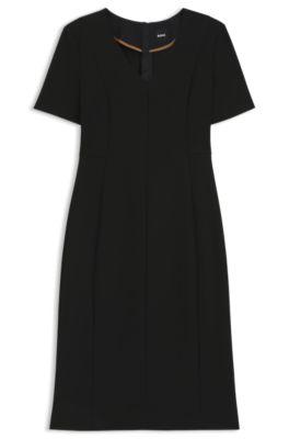 boss stretch dress with v neckline - black women's business dresses size 4