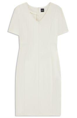boss stretch-fabric dress in a slim fit - white women's business dresses size 8