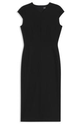 boss stretch-fabric dress with cap sleeves - black women's business dresses size 6