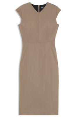 boss stretch-fabric dress with cap sleeves - light brown women's business dresses size 6