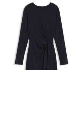 boss stretch-jersey dress with knotted waist detail - dark blue women's jersey dresses size m