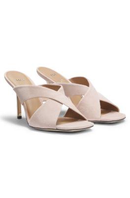 boss suede sandals with crossover straps - light red women's sandals size 7