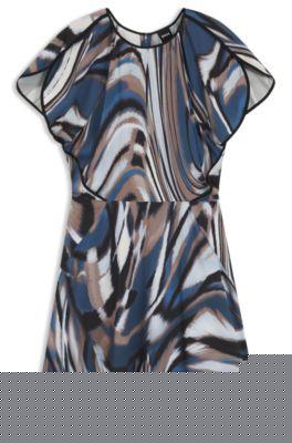boss swirl-print dress in satin - patterned women's business dresses size 10