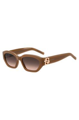 boss tan-acetate sunglasses with double b monogram - women's glasses & sunglasses