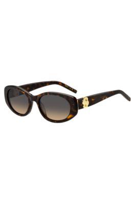 boss tortoiseshell-acetate sunglasses with double b monogram - women's glasses & sunglasses