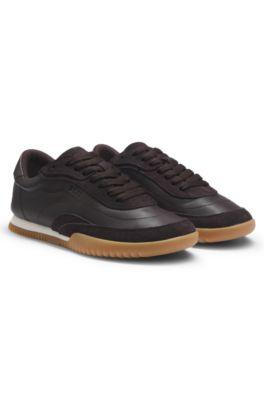 boss trainers in suede and leather - dark brown women's sneakers size 9
