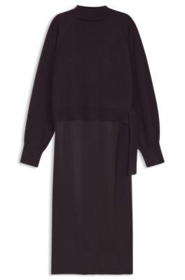 boss two-in-one dress with wool-cashmere sweater layer - light purple women's business dresses size m