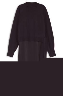 boss two-in-one dress with wool-cashmere sweater layer - light purple women's business dresses size s
