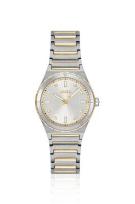 boss two-tone watch with silver-white dial - women's watches