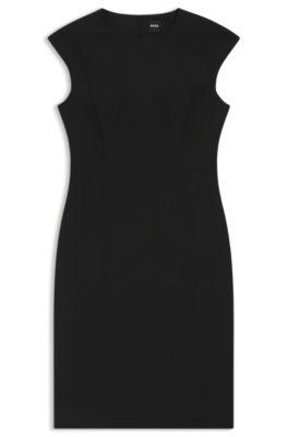 boss virgin-wool dress in a slim fit - black women's business dresses size 6