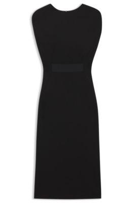 boss waistband-detail dress in stretch jersey - black women's business dresses size 2