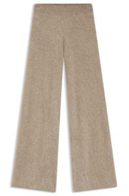 boss washed-cashmere trousers with wide leg - dark grey women's pants size s