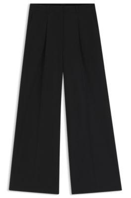 boss wide-leg trousers in stretch fabric - black women's formal pants size 12