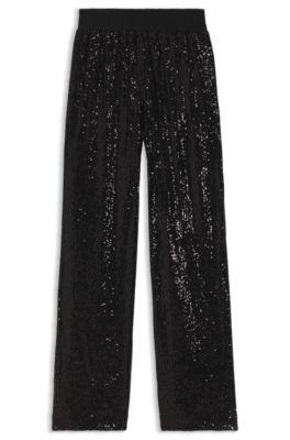 boss wide-leg trousers with sequin embellishments - black women's pants size 4