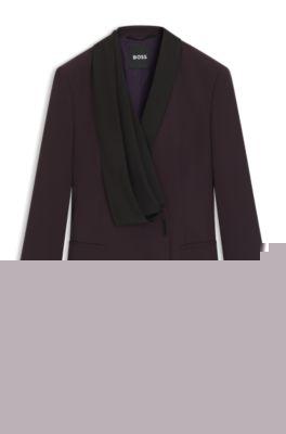 boss wool dress in a tuxedo style - light purple women's business dresses size 14