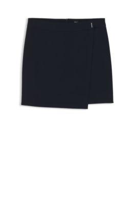 boss wrap-front mini skirt in crepe - dark blue women's mini skirts size 10