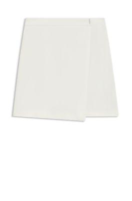boss wrap-front mini skirt in crepe - white women's mini skirts size 4