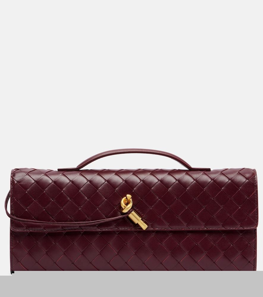 bottega veneta andiamo intrecciato leather clutch