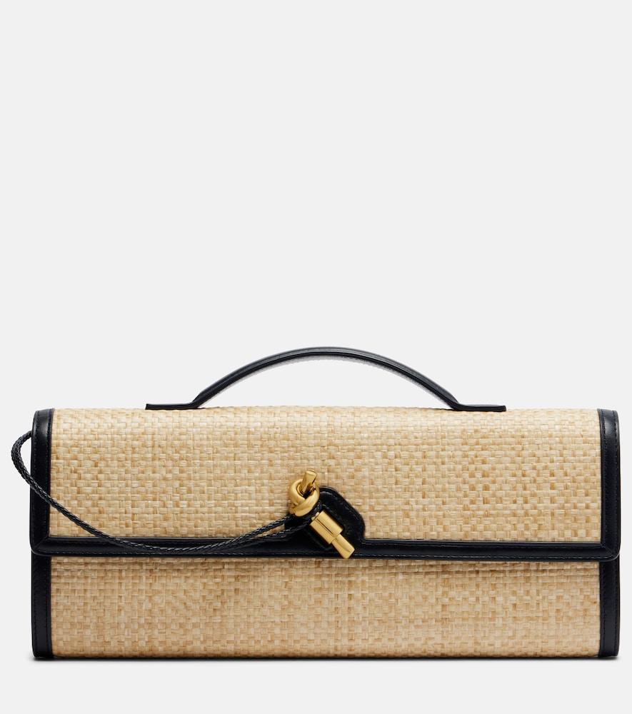 bottega veneta andiamo raffia-effect clutch