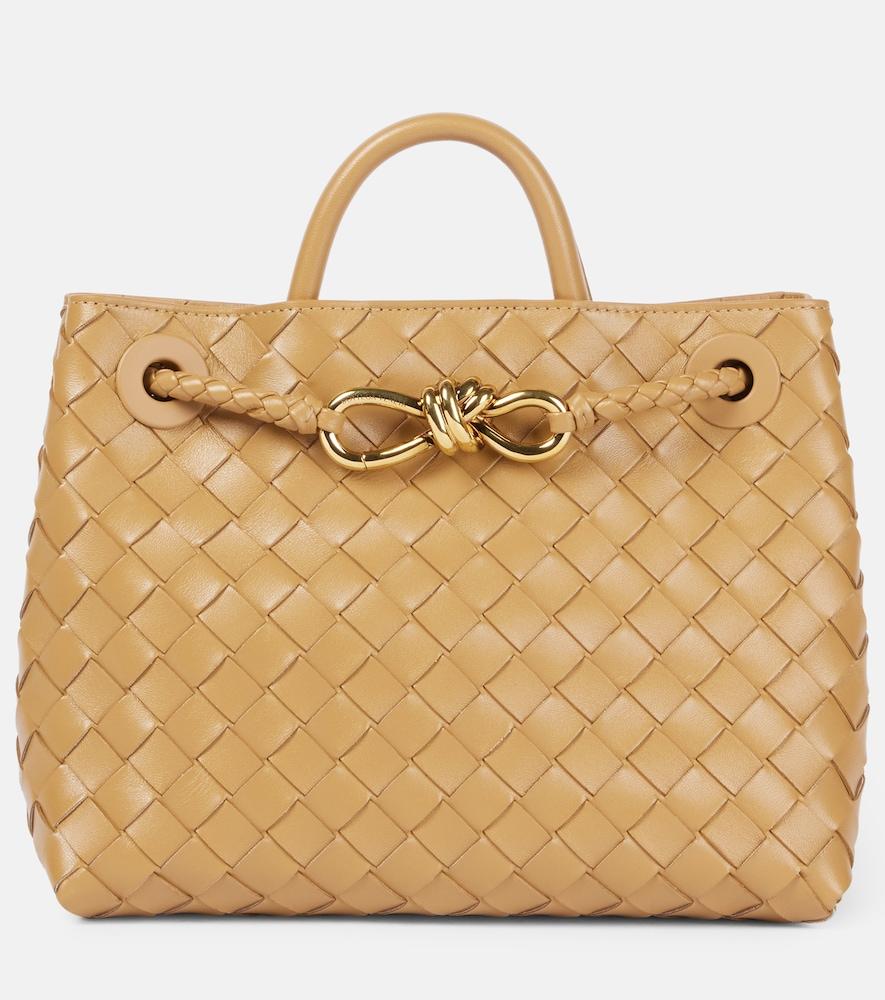 bottega veneta andiamo small intrecciato leather tote bag