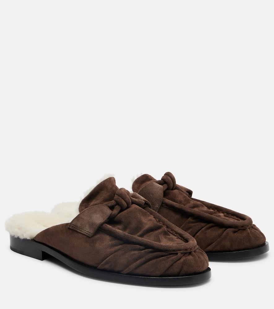 bottega veneta astaire shearling-lined suede mules