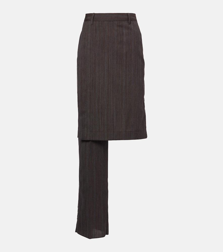 bottega veneta asymmetric striped wool skirt pants