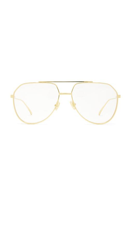 bottega veneta aviator eyeglasses in metallic gold.