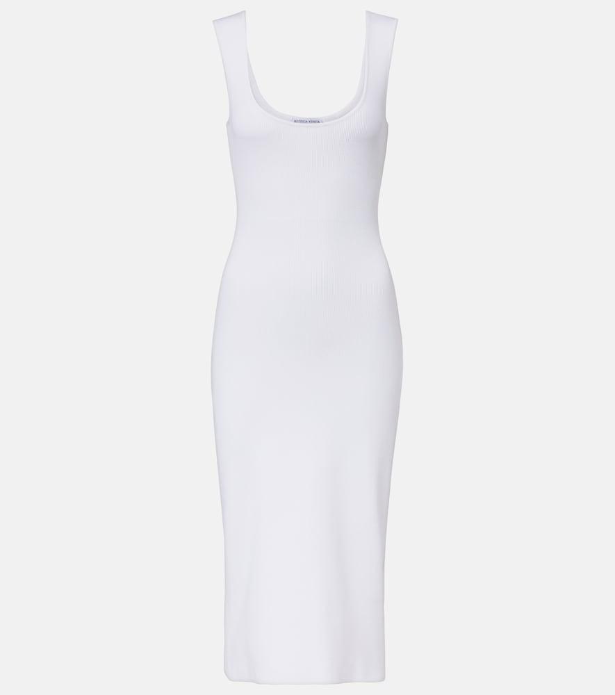 bottega veneta chain-detail ribbed-knit midi dress