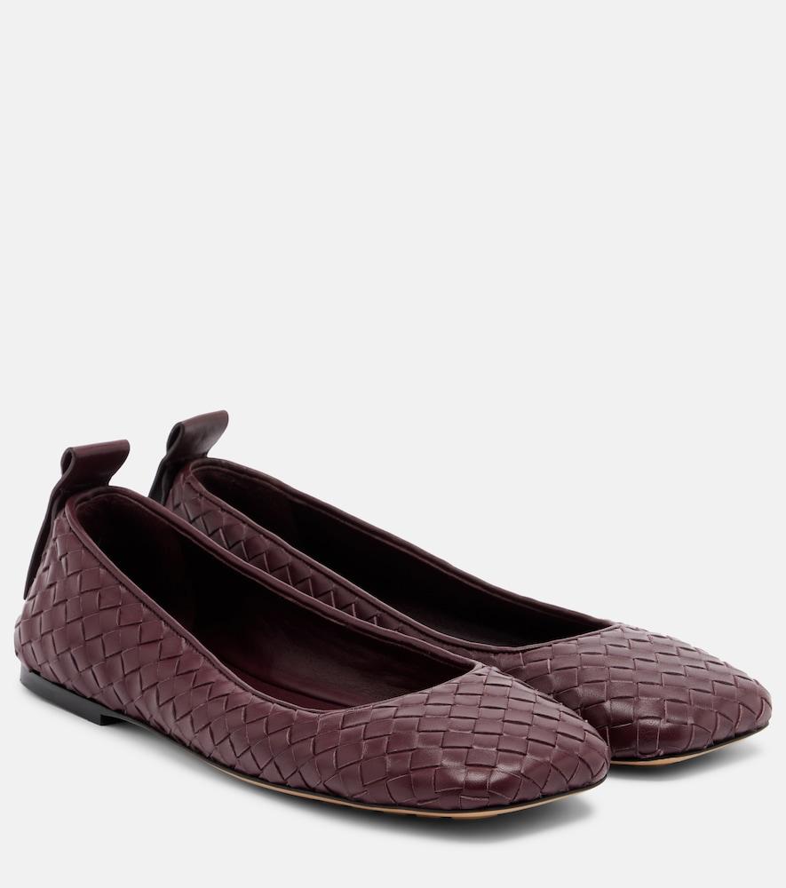 bottega veneta charlotte intrecciato leather ballet flats