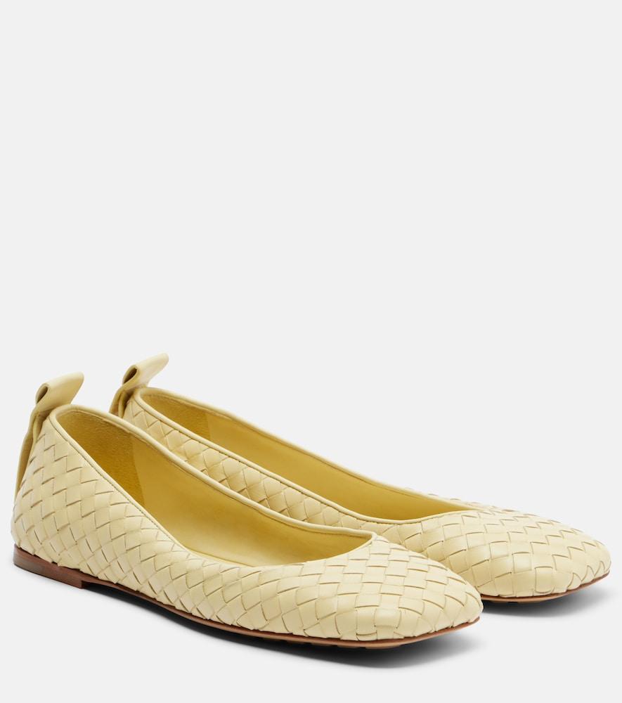 bottega veneta charlotte intrecciato leather ballet flats
