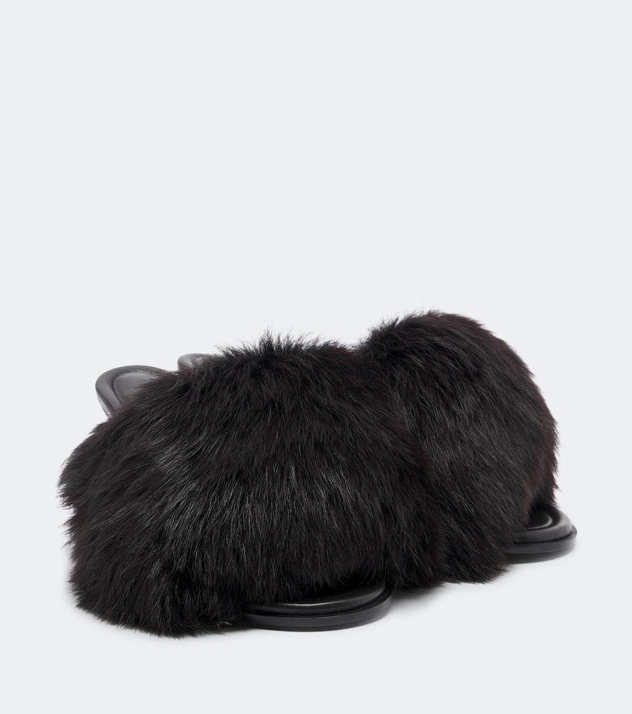 bottega veneta cherry shearling mules