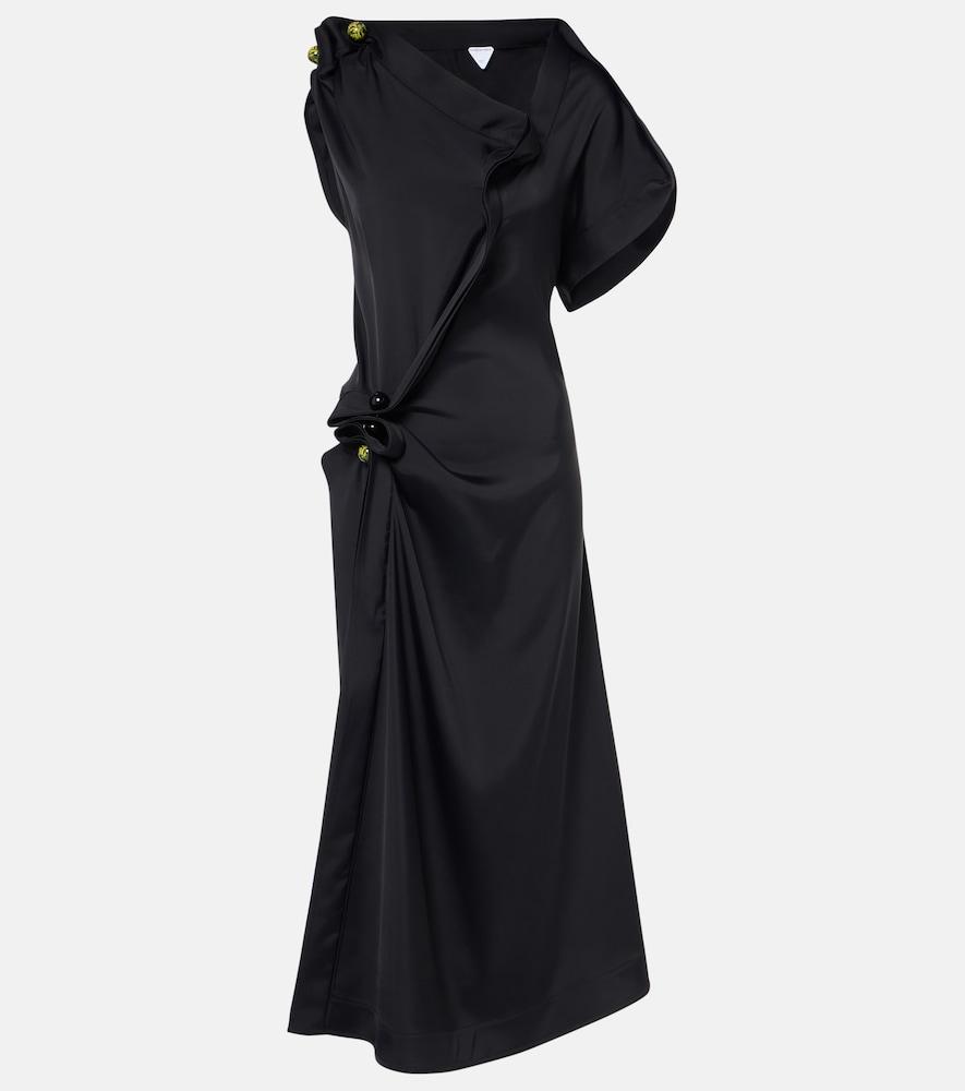 bottega veneta gathered midi dress