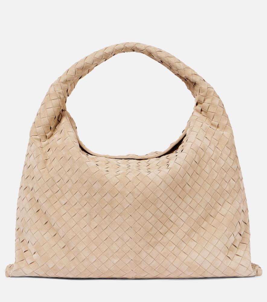 bottega veneta hop large intrecciato suede shoulder bag