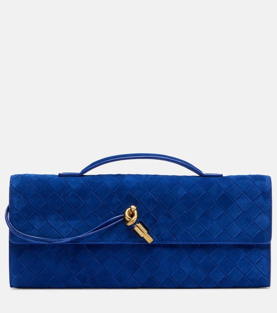 bottega veneta intrecciato suede clutch