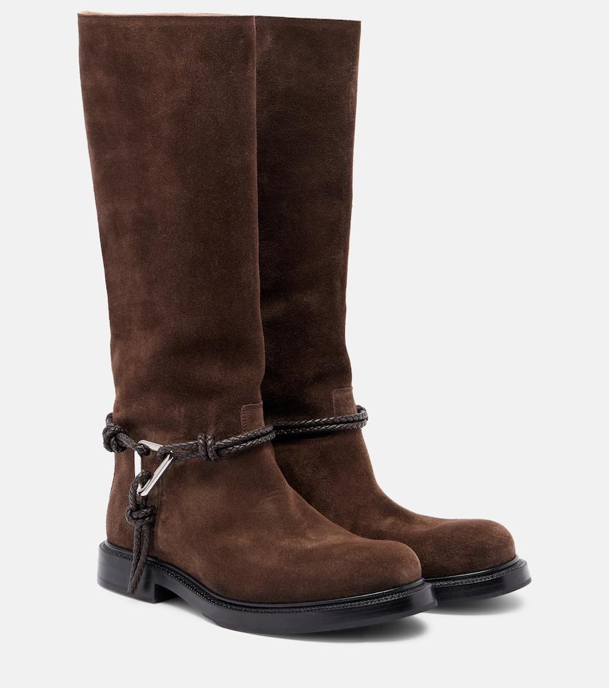 bottega veneta james knot suede knee-high boots
