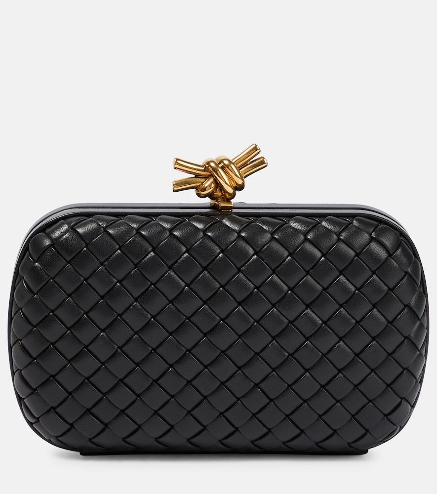bottega veneta knot intreccio leather clutch