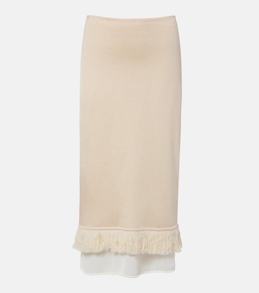 bottega veneta layered knitted silk midi skirt