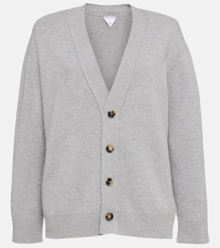 bottega veneta leather-trimmed cashmere-blend cardigan