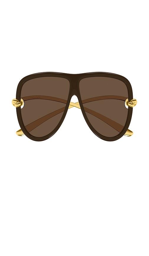 bottega veneta navigator sunglasses in brown.