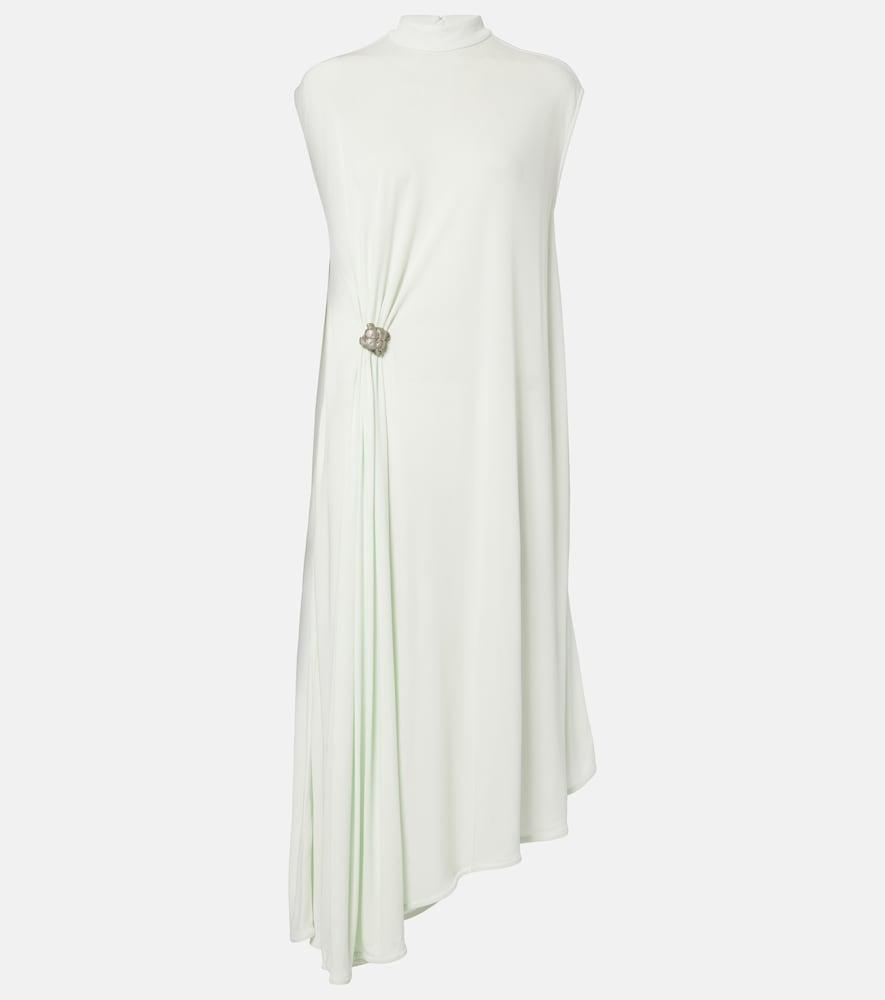bottega veneta nodo quadro crêpe jersey midi dress