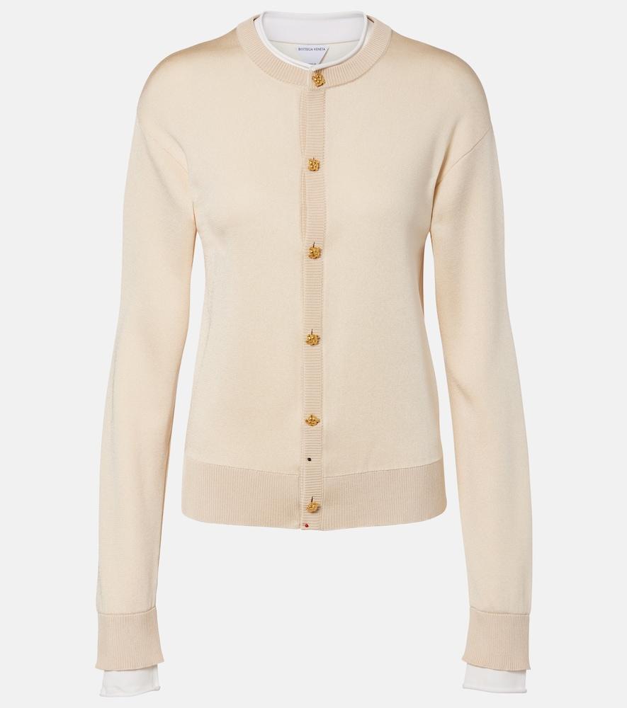 bottega veneta nodo quadro layered silk cardigan