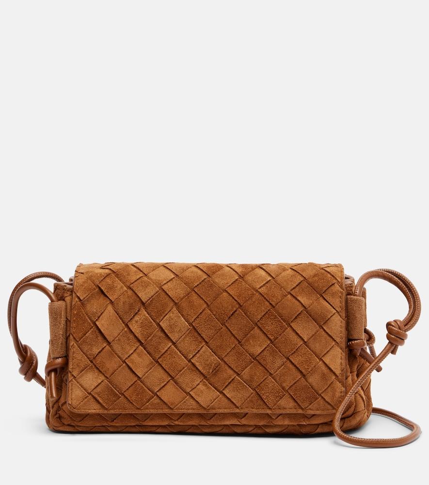 bottega veneta notturno intrecciato suede crossbody bag