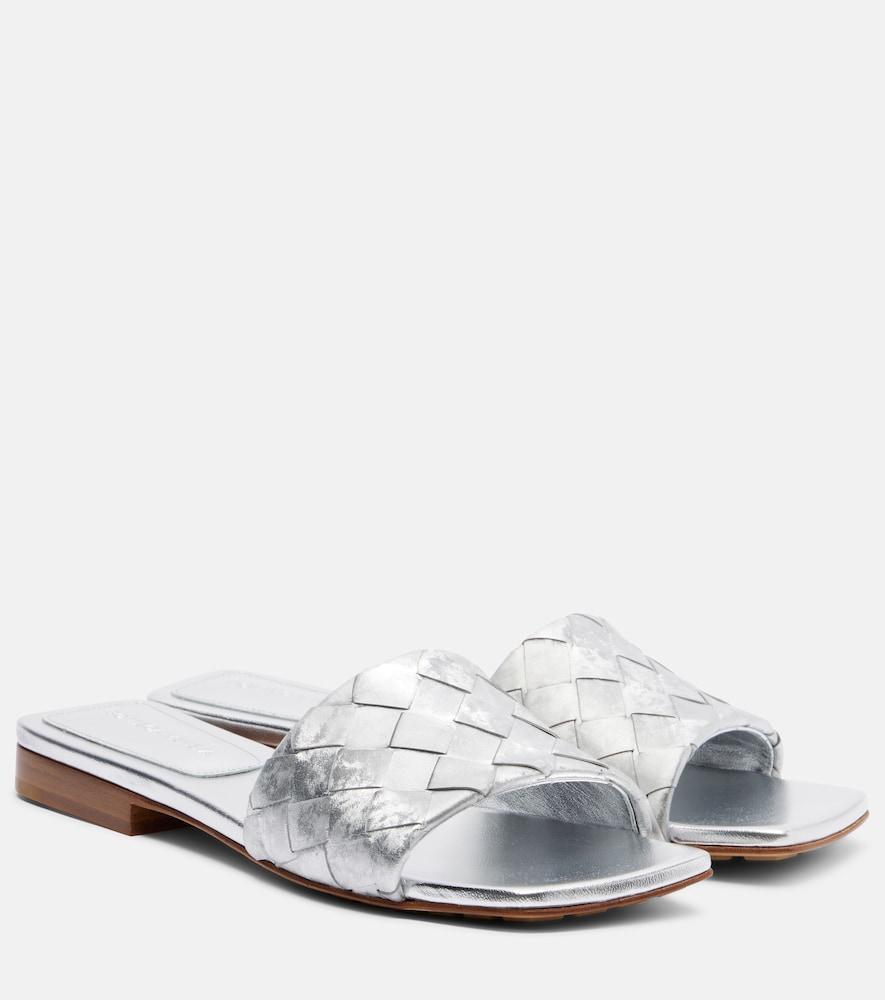 bottega veneta parco intrecciato leather mules