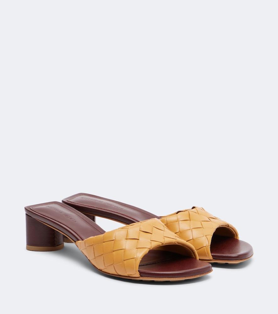 bottega veneta parco intrecciato leather mules