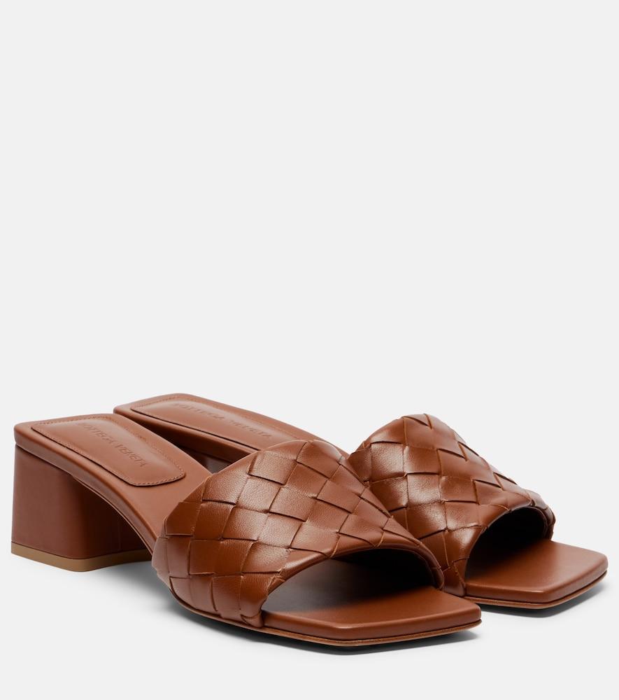 bottega veneta parco intrecciato leather mules