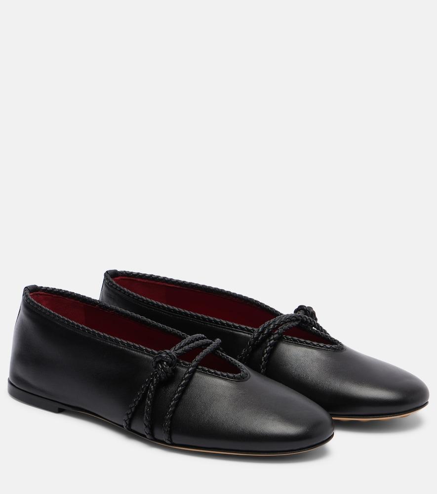bottega veneta rosa knot leather ballet flats
