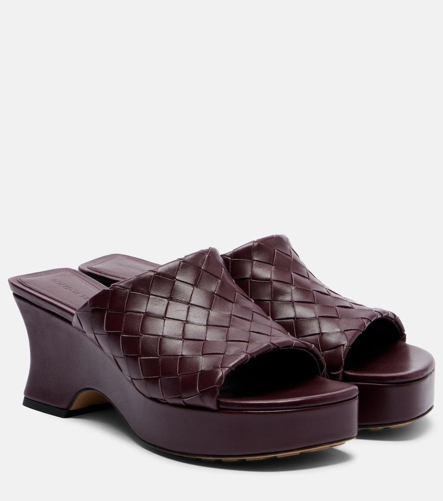 bottega veneta rosita intrecciato leather wedge mules