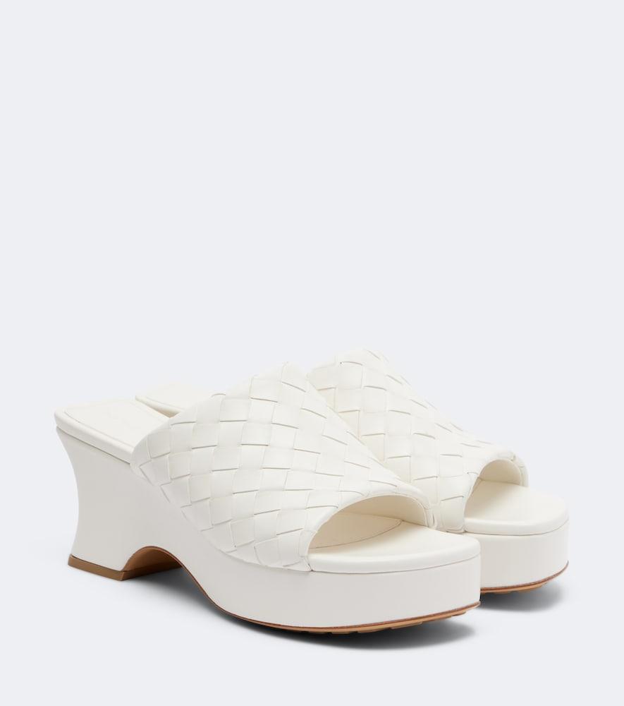 bottega veneta rosita intrecciato leather wedge mules