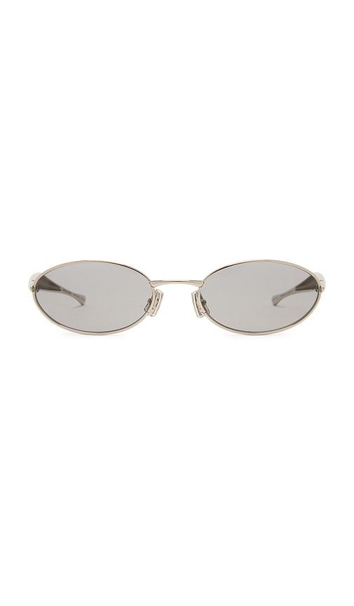 bottega veneta sardine sunglasses in metallic silver.
